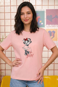 Zivame Mickey Knit Cotton Loungewear Top - Gossamer Pink — thumbnail 1